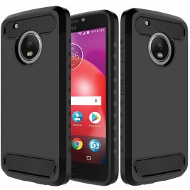 Motorola Moto E4 Plus Case, Dual Layer Shockproof Silicone Phone Protection Case TPU Hybrid Slim Fit Cover With  [Premium Screen Protector] And Touch Screen Pen (Black)